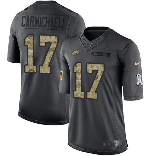 Men's Limited Harold Carmichael Nike Jersey Black - #17 2016 Salute to Service NFL Philadelphia Eagles